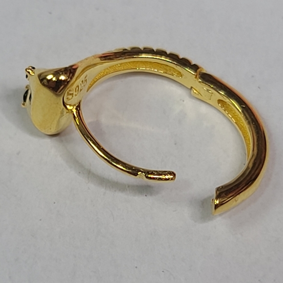 925 Sterling Silver Yellow Gold Zircon Cobra Snake Serpent - Picture 6 of 12